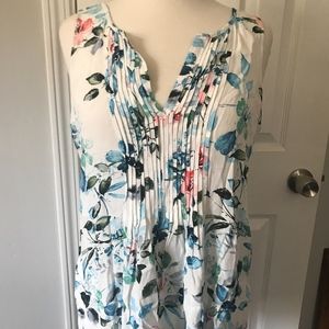 *EUC* Sanctuary /  Pleated Floral Tank Top / Floral & White / Medium